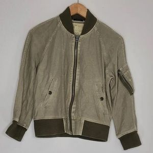 R13 Hemp Shrunken Flight Jacket Light Olive Size M Womens